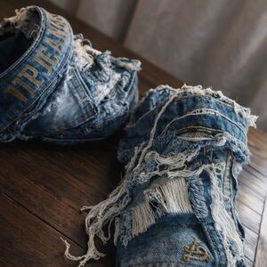 Handcrafted Distressed Denim Shoes